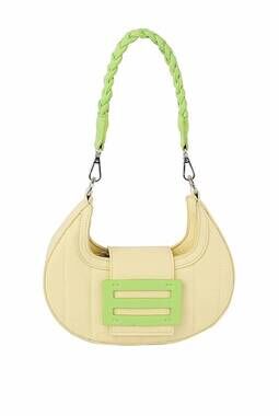 NEW JOIA patrice color block curved clutch purse in yellow/lime
